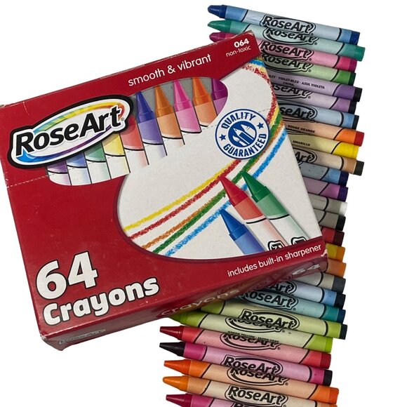 RoseArt Mega Crayon Built In Sharpener 64 Box Bright Color Discontinued Rose Art - Picture 1 of 9